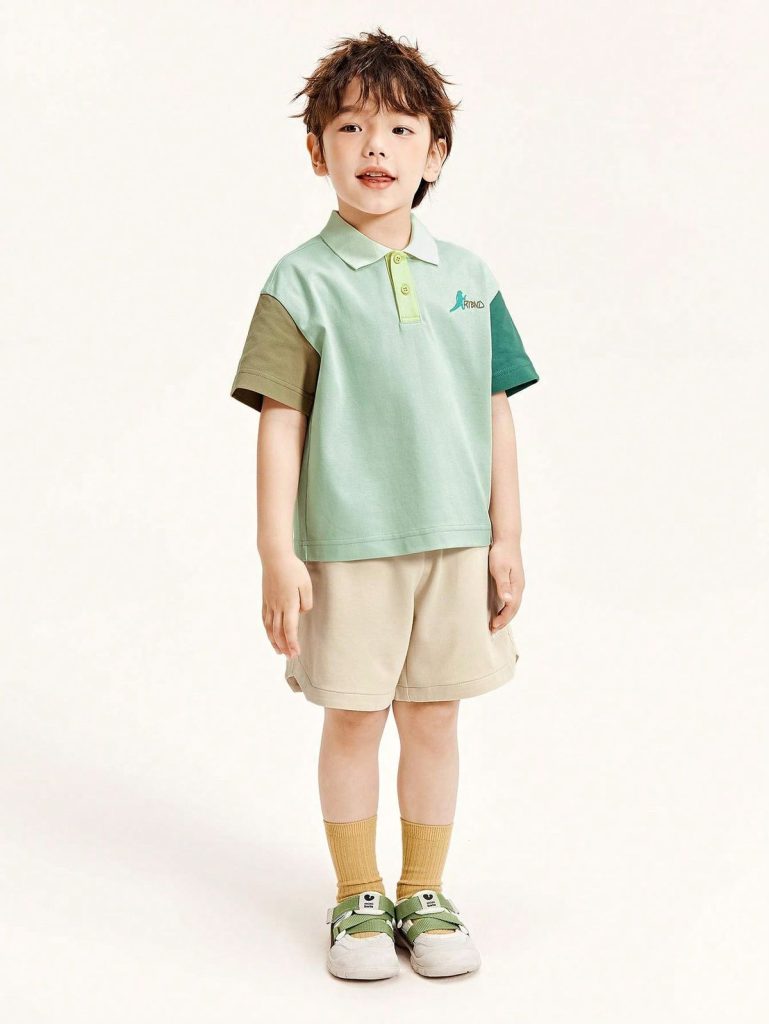 Erkek Çocuk Renk Bloklu Polo Tişört & Şort Takımı
