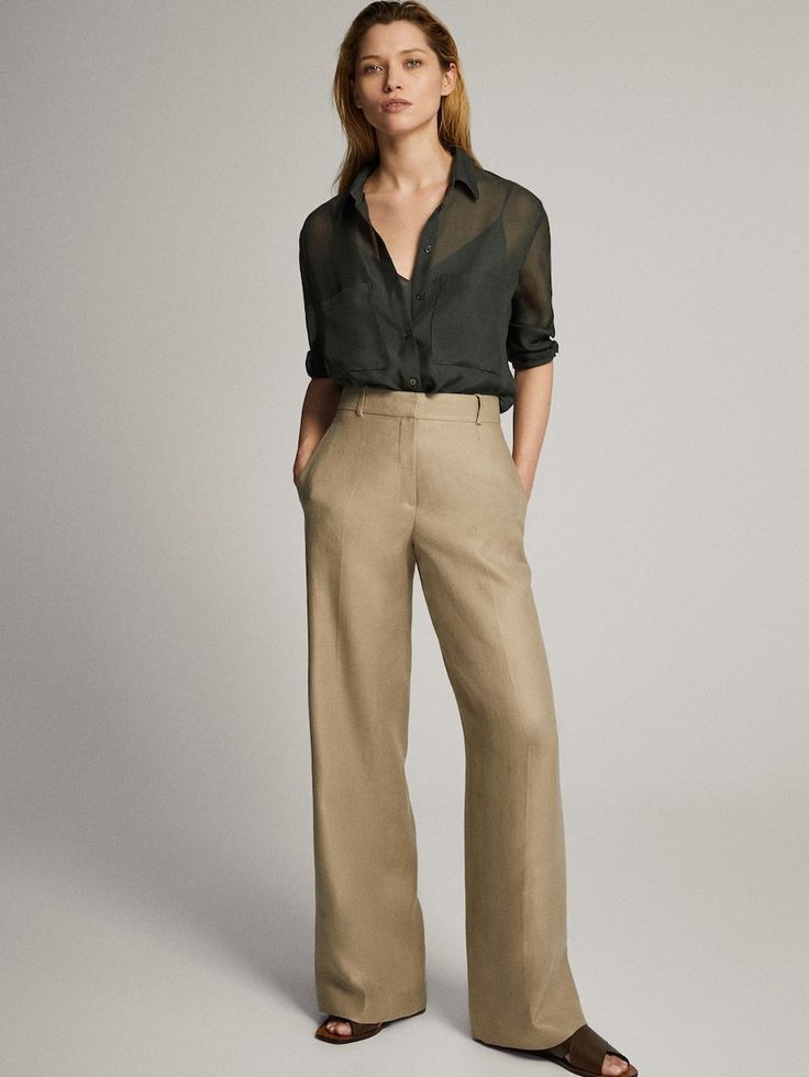 Bej Geniş Paça Pantolon